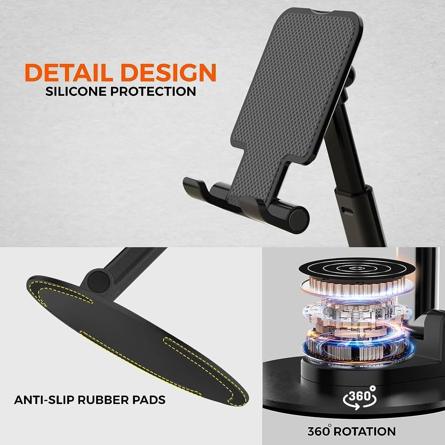 FEDUS FEMO Mobile Holder Stand 360° Rotation Mobile Stand Portable & Foldable Mobile Holder with Adjustable Angles for Perfect View, Lightweight, Universal Mobile Stand for Smartphones, Tablets, iPad