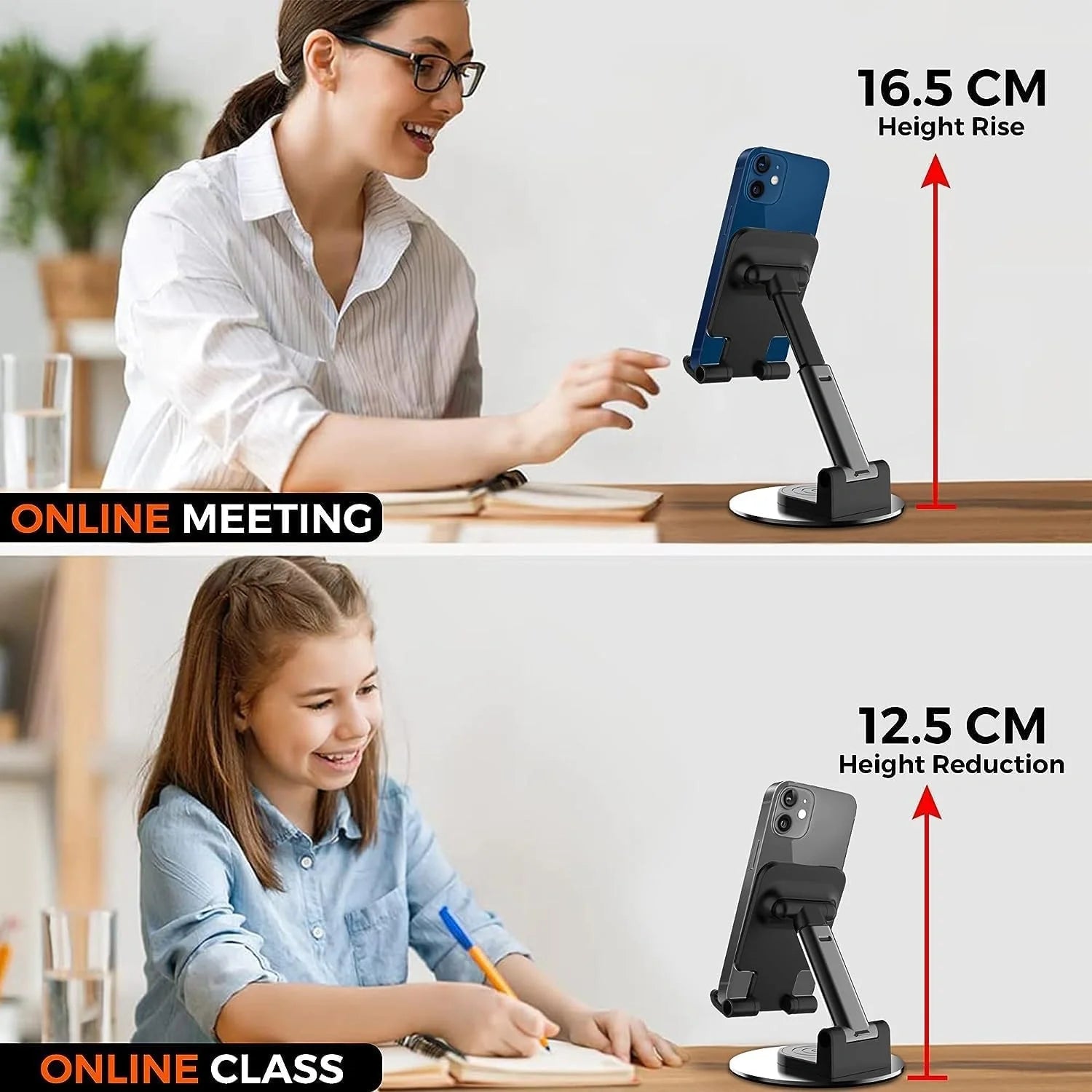 FEDUS FEMO Mobile Holder Stand 360° Rotation Mobile Stand Portable & Foldable Mobile Holder with Adjustable Angles for Perfect View, Lightweight, Universal Mobile Stand for Smartphones, Tablets, iPad