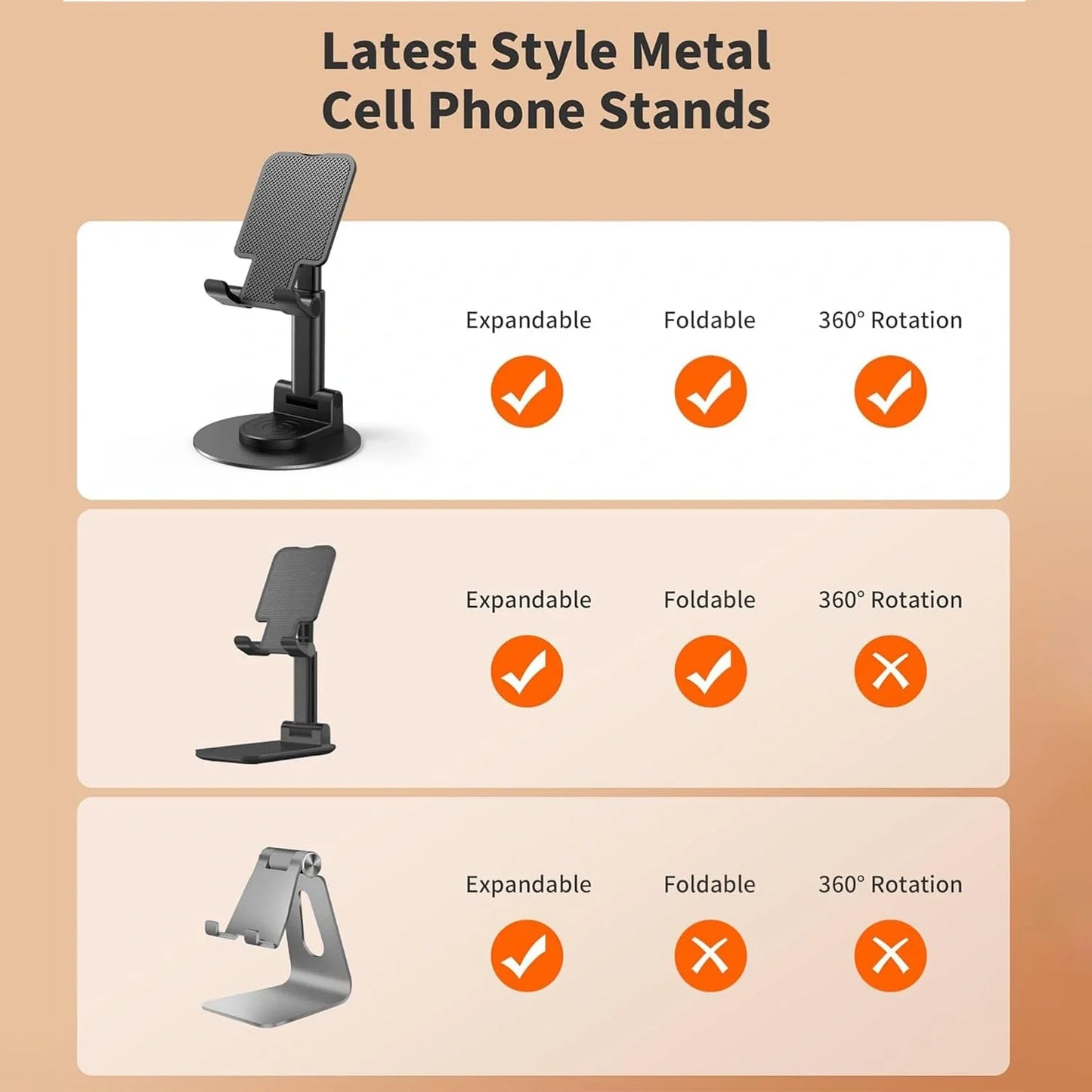 FEDUS FEMO Mobile Holder Stand 360° Rotation Mobile Stand Portable & Foldable Mobile Holder with Adjustable Angles for Perfect View, Lightweight, Universal Mobile Stand for Smartphones, Tablets, iPad